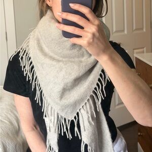 Aritzia Wilfred Gray Fringe Wool Scarf